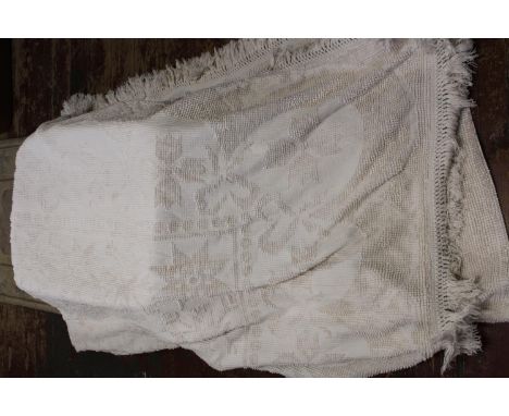 A vintage 1940's woven cotton bed spread 