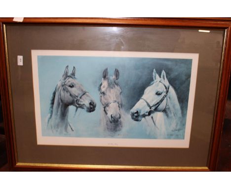 A large framed horse print, Red Rum & others99x68cm 