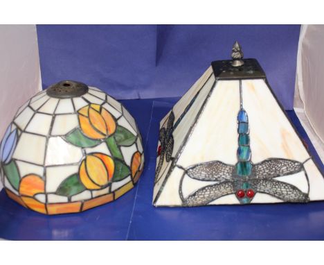 Two tiffany style lamp shades (round one has some slight damage) 