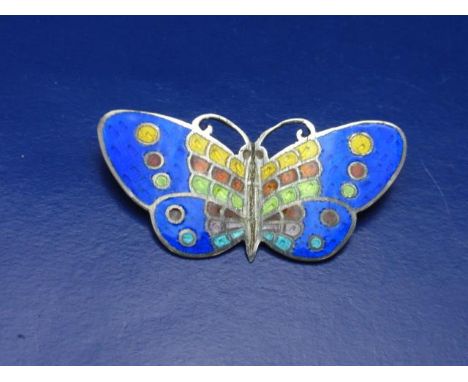 A vintage 925 silver &amp; enamel butterfly brooch 