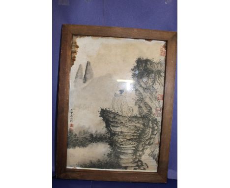 A vintage framed Chinese ink drawing A/F33x24cm 