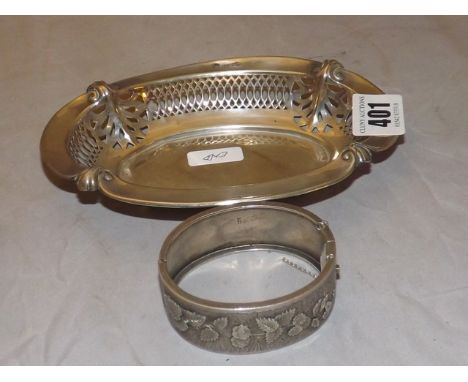 SILVER BON BON DISH & A SILVER BANGLE