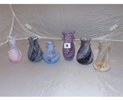 SELECTION OF SIX CAITHNESS VASES IN VARIOUS COLOURS
