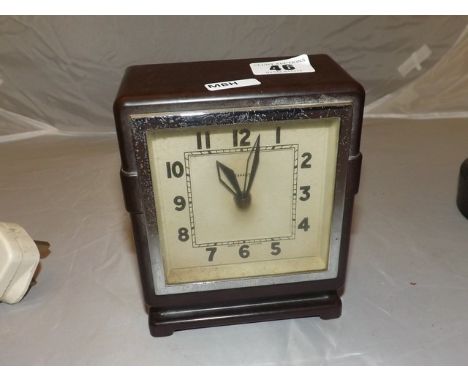 FERRANTI DECO STYLE  BAKELITE & CHROME ELECTRIC MANTEL CLOCK