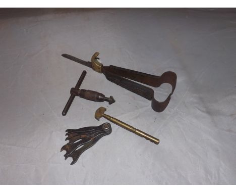 CASTRATING KNIFE,MILITARY BA SPANNERS, COUNTER SUNK TOOL,BRASS GLASS CUTTER ,EST [£20- £40]