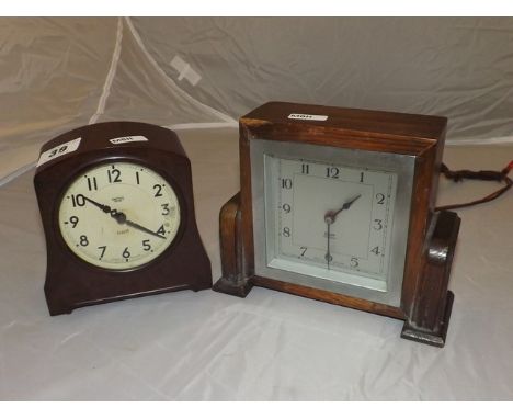 SMITHS BAKELITE ALARM CLOCK & SMALL DECO STYLE  ELECTRIC CLOCK 