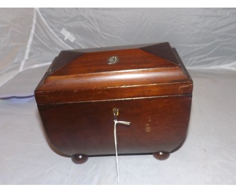 MAHOGANY TEA CADDY VELVET LINED INTERIOR