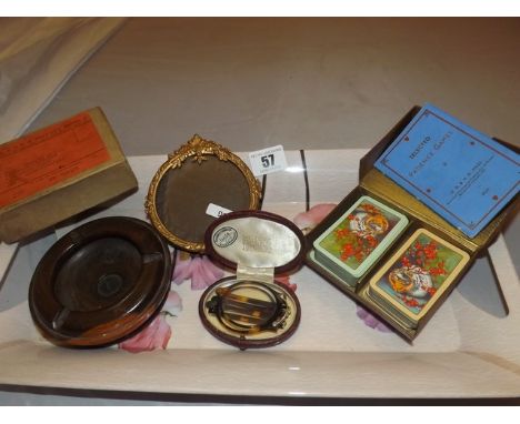 MIXED LOT VINTAGE GLASSES ,PLAYING CARDS SMALL PHOTO FRAME