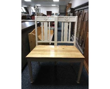 A painted oak hall bench with reclaimed pine seat 
