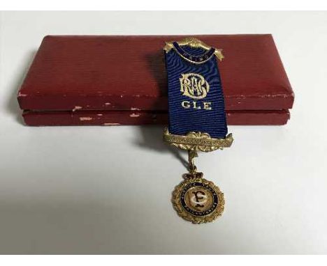A 9ct gold and enamel Royal Order of Buffaloes medal, 6.6g, upon gilt metal suspender with ribbon