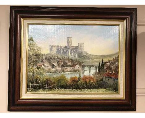 Dallas K Taylor : Duraham Cathedral, oil on board, signed, framed.