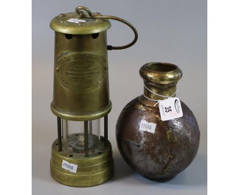 Brass miners safety lamp, British Coal Mining Company, Wales UK, type Vail Colliery 'Aberaman Colliery'. Appearing to have be