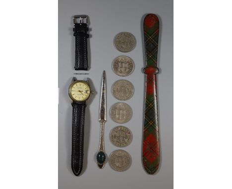 Bag of oddments to include Gentleman's watch marked Rolex, Oyster perpetual date adjust superlative chronometer - probably a 