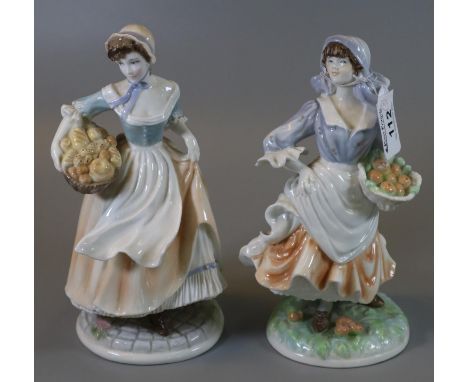 Two Royal Worcester fine bone china figurines to include; 'Rosie picking apples' and 'Baker's Wife', both limited edition wit