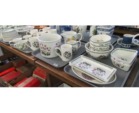Six trays of Portmeirion pottery 'The Botanic Garden' design items to include; various trays, bowls, dishes, planter, mugs, j