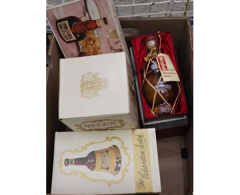 Two Wade Bell's Scotch whisky decanters in original box, appearing full and sealed, together with a bottle of liqueur labelle