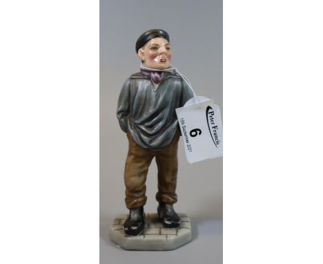 Victorian Worcester porcelain figure of a man in a hat on a naturalistic tiled base, Victorian lozenge impressed mark to the 