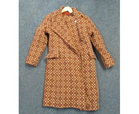Brown ground vintage 70's Welsh tapestry coat with a 'Made in Wales, Corgi 100% new wool' label. (B.P. 21% + VAT)