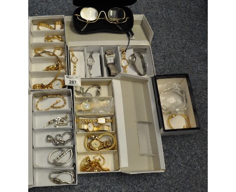 Show box containing a collection of modern ladies wrist watches to include Lotus, Royal, Rotary, etc.(B.P. 21% + VAT) 