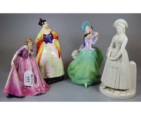 Royal Doulton bone china figurine 'Autumn Breezes' HN1913, together with a Royal Worcester porcelain figurine 'The Duchess' D