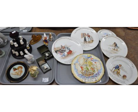 Two trays of china to include: four Royal Doulton Nursery Rhyme plates, four large including 'There Was an Old Woman who live