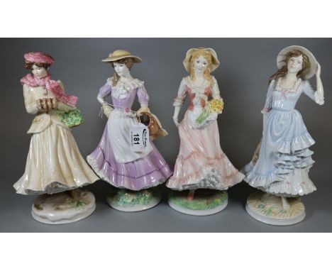 Four Royal Worcester limited edition bone china figurines; The Four Seasons Collection. (4)(B.P. 21% + VAT) 