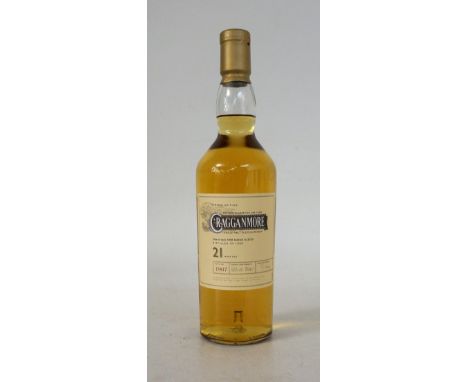 CRAGGANMORE 21 YEAR OLD LIMITED EDITION
1 bottle.  Cragganmore 21 Year Old Single Malt Scotch Whisky.  OB.  70cl.  56% abv.  