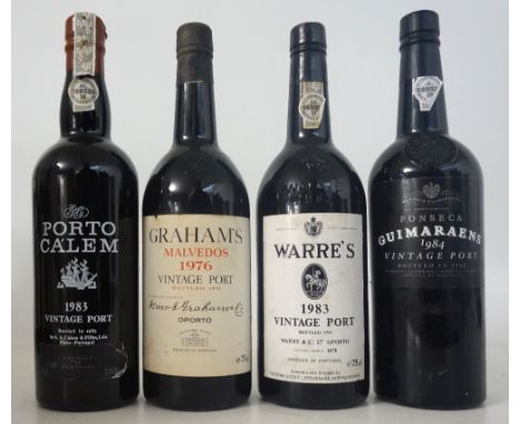 4 VINTAGE PORTS
4 bottles.  GRAHAM'S MALVEDOS 1976 Vintage Port.  75cl.  Bottled in 1978.  Some discolouration to label.  Lev