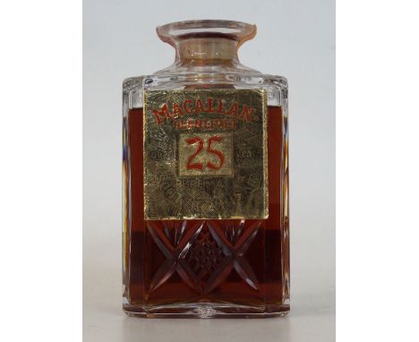 MACALLAN 25YO GOLD LABEL DECANTER 
Single Malt Scotch Whisky. Macallan-Glenlivet 25yo Gold Label in Edinburgh crystal decante