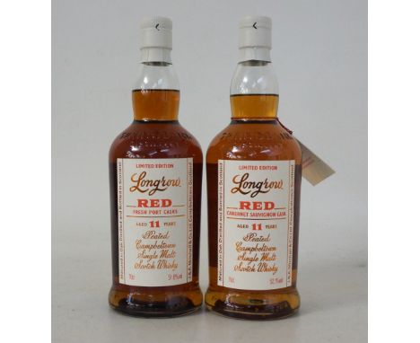 2 LONGROW RED 11 YEAR OLD
2 bottles.  Longrow "Red" 11 Year Old Single Malt Scotch Whisky.  OB.  1 bottle matured in Bourbon 