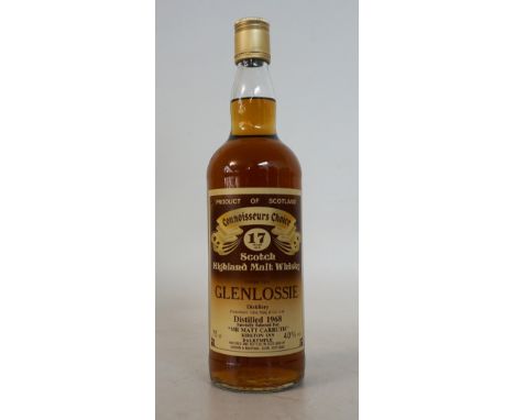 GLENLOSSIE 17 YO 1968 - CONNOISSEURS CHOICE
1 bottle.  Glenlossie 17 Year Old Single Malt Scotch Whisky.  75cl.  40% abv.  Di