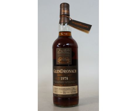 GLENDRONACH SINGLE CASK 1978 VINTAGE
1 bottle.  The Glendronach 31 Year Old Single Cask Single Malt Scotch Whisky.  OB.  700m
