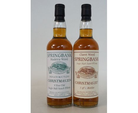SPRINGBANK CHRISTMAS BOTTLINGS 2004 & 2007
2 bottles.  Springbank Christmas 2004 & 2007 Bottlings.  A private bottling exclus