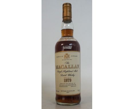 MACALLAN 18YO - 1979
1 bottle.  Macallan 18 Year Old Single Malt Scotch Whisky.  OB.  75cl.  43% abv.  Distilled 1979.  Bottl