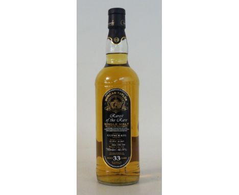 GLENCRAIG 33 YEAR OLD
1 bottle.  Glencraig 33 Year Old Single Malt Scotch Whisky.  700ml.  40.9% abv.  Distilled in 1974.  Bo