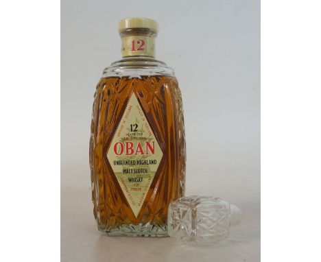 OBAN 12 YEAR OLD - 1970'S
1 bottle.  Oban 12 Year Old Single Malt Scotch Whisky.  OB.  26 2/3 Fl. Ozs.  70 degrees proof.  Jo