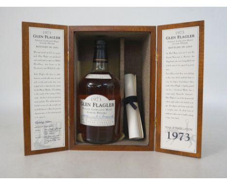 GLEN FLAGLER 1973
1 bottle.  Glen Flagler 1973 Single Malt Scotch Whisky.  OB.  70cl.  46% abv.  Extremely rare bottling from