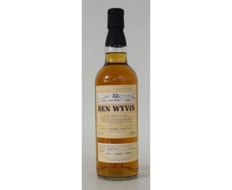 BEN WYVIS 27 YEAR OLD
1 bottle.  Ben Wyvis 27 Year Old Single Malt Scotch Whisky.  "The Final Resurrection".  OB.  70cl.  43%