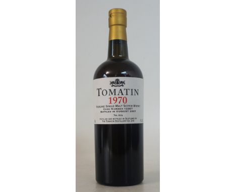 TOMATIN 1970 VINTAGE
1 bottle.  Tomatin 1970 Vintage Single Malt Scotch Whisky.  70cl.  51.2% abv.  Single cask bottling.  Bo