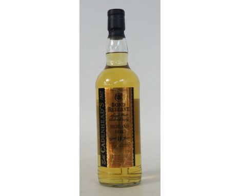 CADENHEAD'S BOND RESERVE - HIGHLAND PARK
1 bottle.  Cadenhead's Bond Reserve Highland Park 18 Year Old.  Single Malt Scotch W