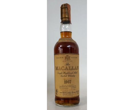 MACALLAN 18YO - 1967
1 bottle.  Macallan 18 Year Old 1967 Vintage Single Malt Scotch Whisky.  OB.  75cl.  43% abv.  Distilled