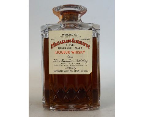 MACALLAN 1937 IN CRYSTAL DECANTER 
Single Malt Scotch Whisky. Macallan-Glenlivet 1937. Gordon & MacPhail crystal decanter bot