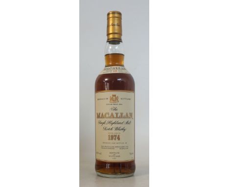 MACALLAN 18YO - 1974
1 bottle.  Macallan 18 Year Old Single Malt Scotch Whisky.  OB.  70cl.  43% abv.  Distilled 1974.  Bottl