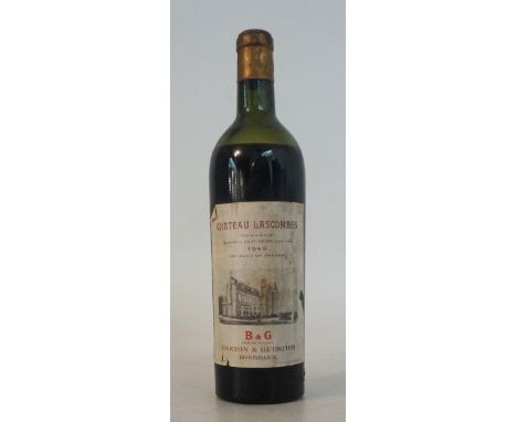 CHATEAU LASCOMBES MARGAUX 1949
1 bottle.  Chateau Lascombes Margaux 1949 Vintage.  Appellation Haut-Medoc Controlee.  Bottled