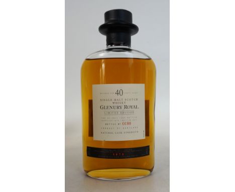 GLENURY ROYAL 40 YEAR OLD LIMITED EDITION
1 bottle.  Glenury Royal 40 Year Old Single Malt Scotch Whisky.  O.B.  70cl.  59.4%