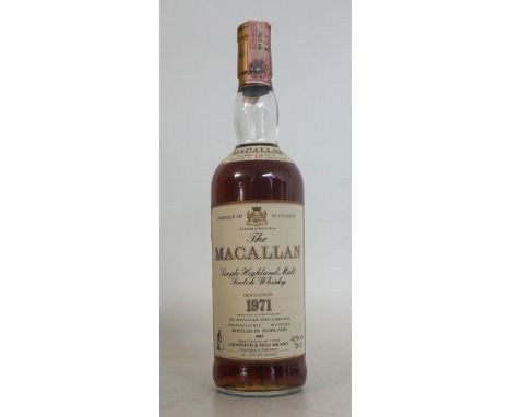 MACALLAN 18YO - 1971
1 bottle.  Macallan 18 Year Old Single Malt Scotch Whisky.  OB.  75cl.  43% abv.  Distilled 1971.  Bottl
