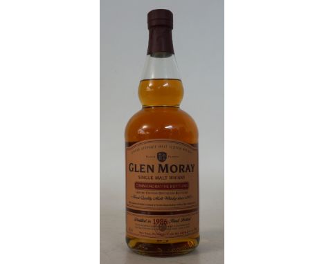 GLEN MORAY VISITOR CENTRE COMMEMORATIVE BOTTLING - SIGNED
1 bottle.  Glen Moray Single Malt Scotch Whisky. OB.  70cl.  64.4% 