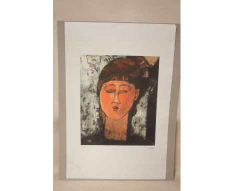 TWO UNFRAMED LIMITED EDITION AMEDO MODIGLIANI PRINTS OF AN ABSTRACT HEAD STUDY 1/50 38CM X 46CM AND AN ABSTRACT NUDE STUDY 50