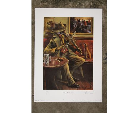 AN ORIGINAL SIGNED LIMITED EDITION MICK CAWSTON PRINT ENTITLED THE FIDDLER 292/500 - UNFRAMED 