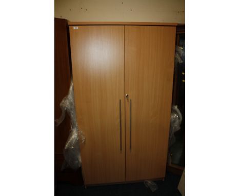 A MODERN TWO DOOR LIGHT WARDROBE H-184 W-100 CM